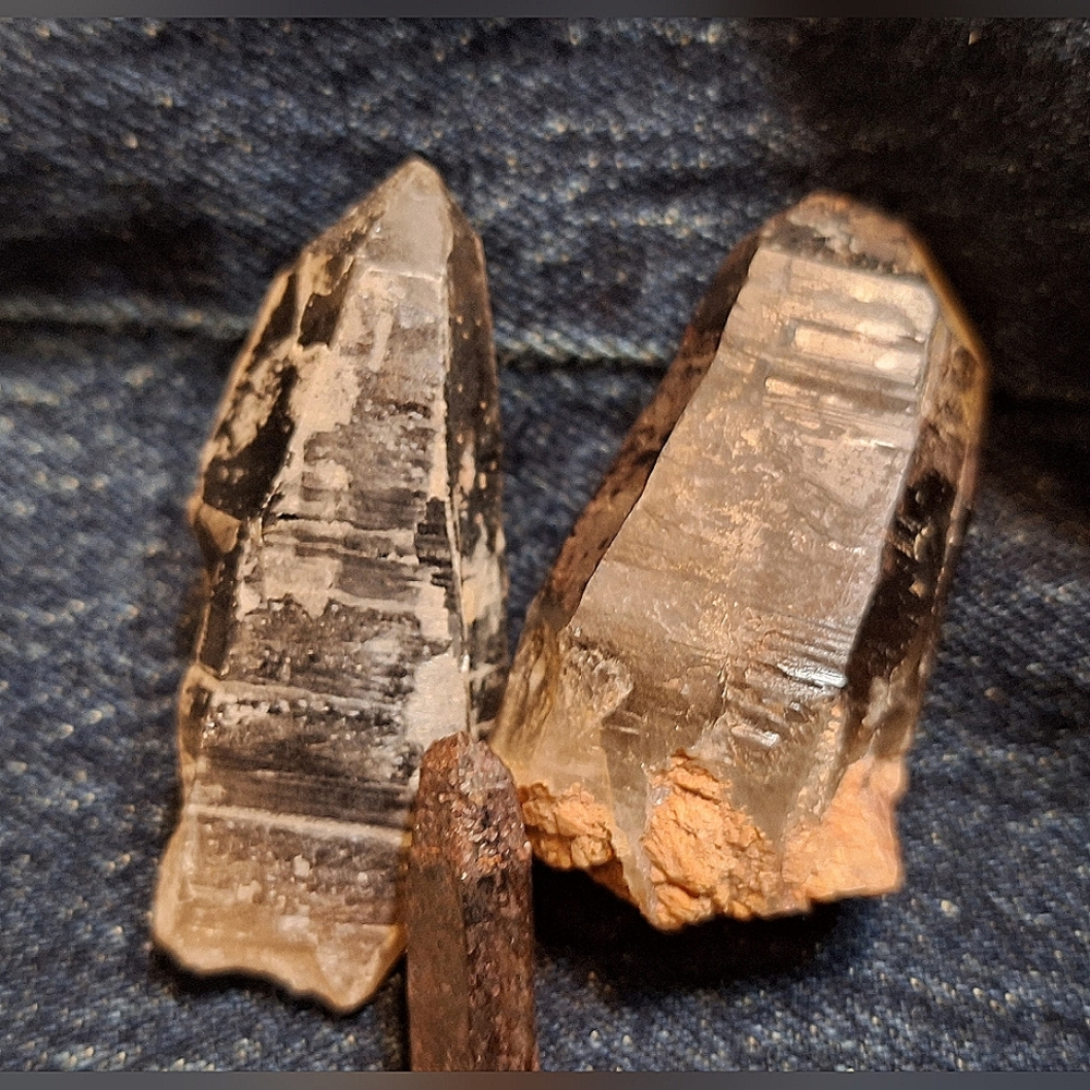 Three Raw Smoky Quartz Points